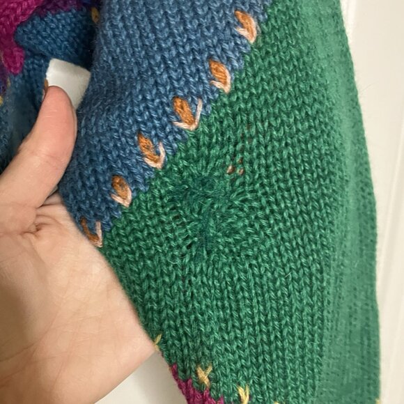 1990 Susan Bristol Cardigan Womens S Wool Knit Patchwork Vintage Flawed - Picture 7 of 11